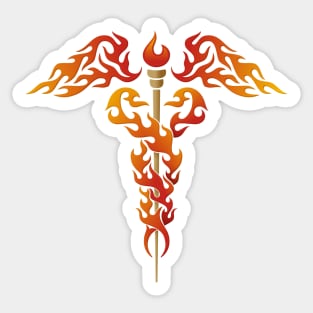 Flames Caduceus Sticker